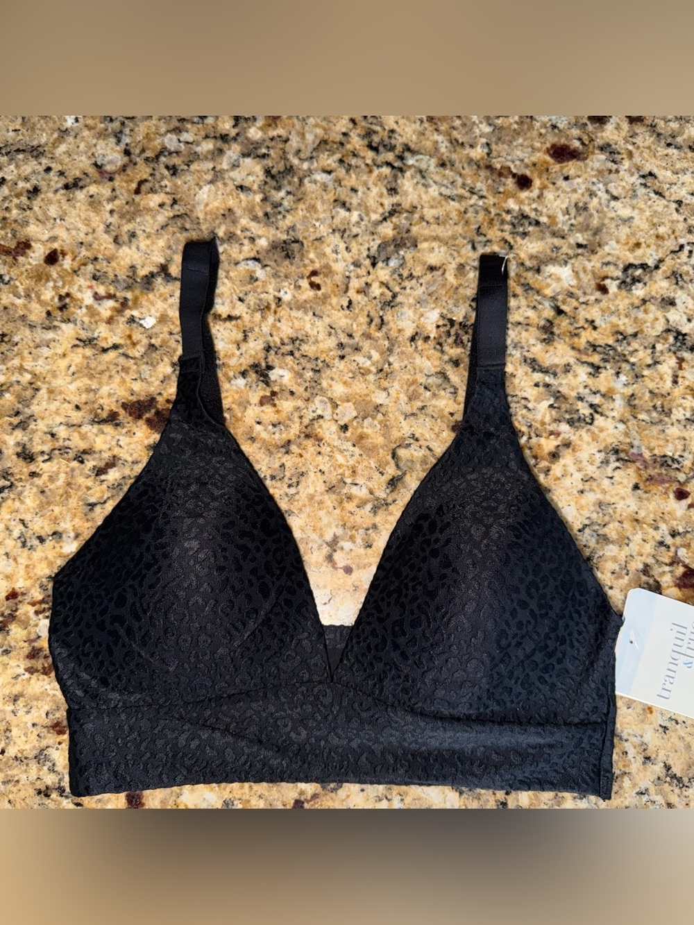 NWT Tranquil & True black leopard print Bralette padded removable insert small